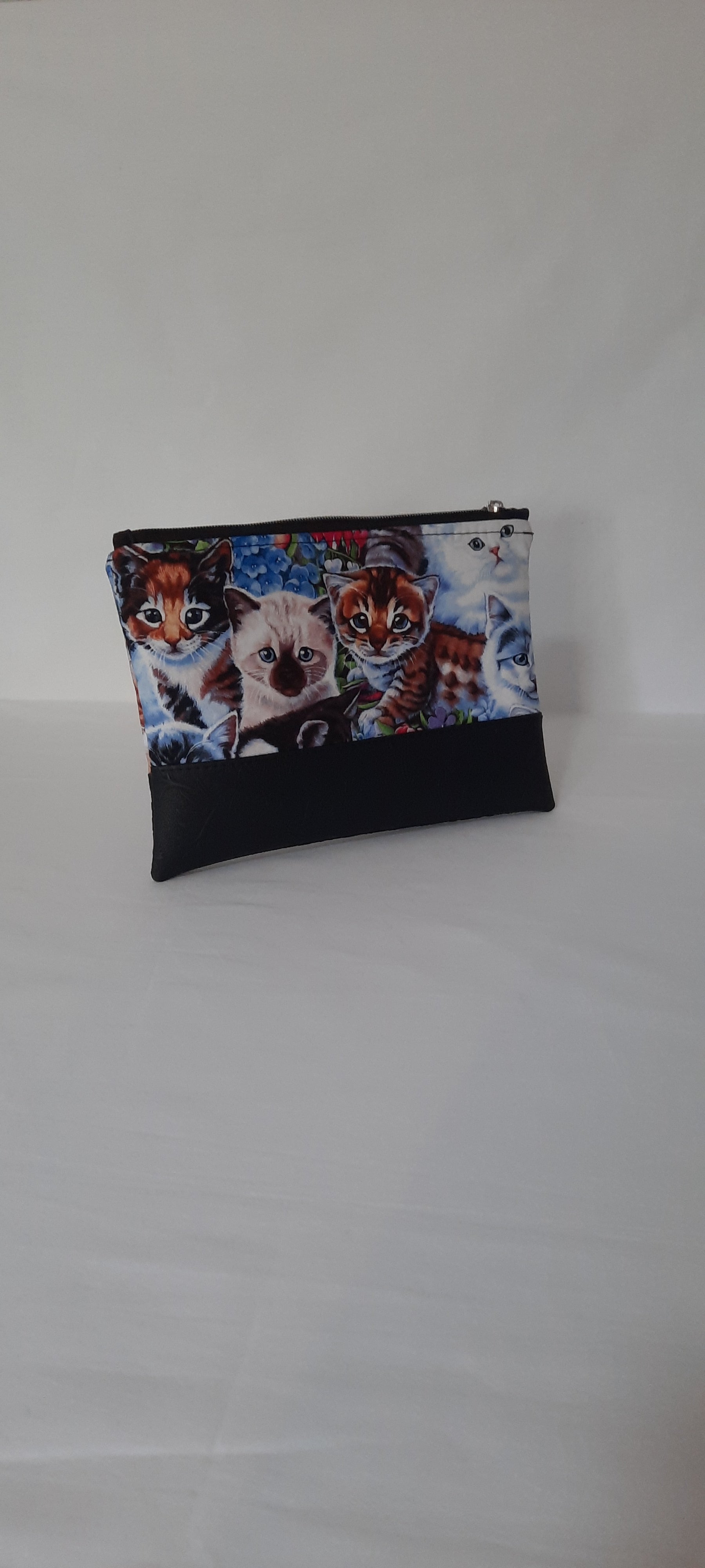 Kitten Print Cotton Pouch - Zippered Bag