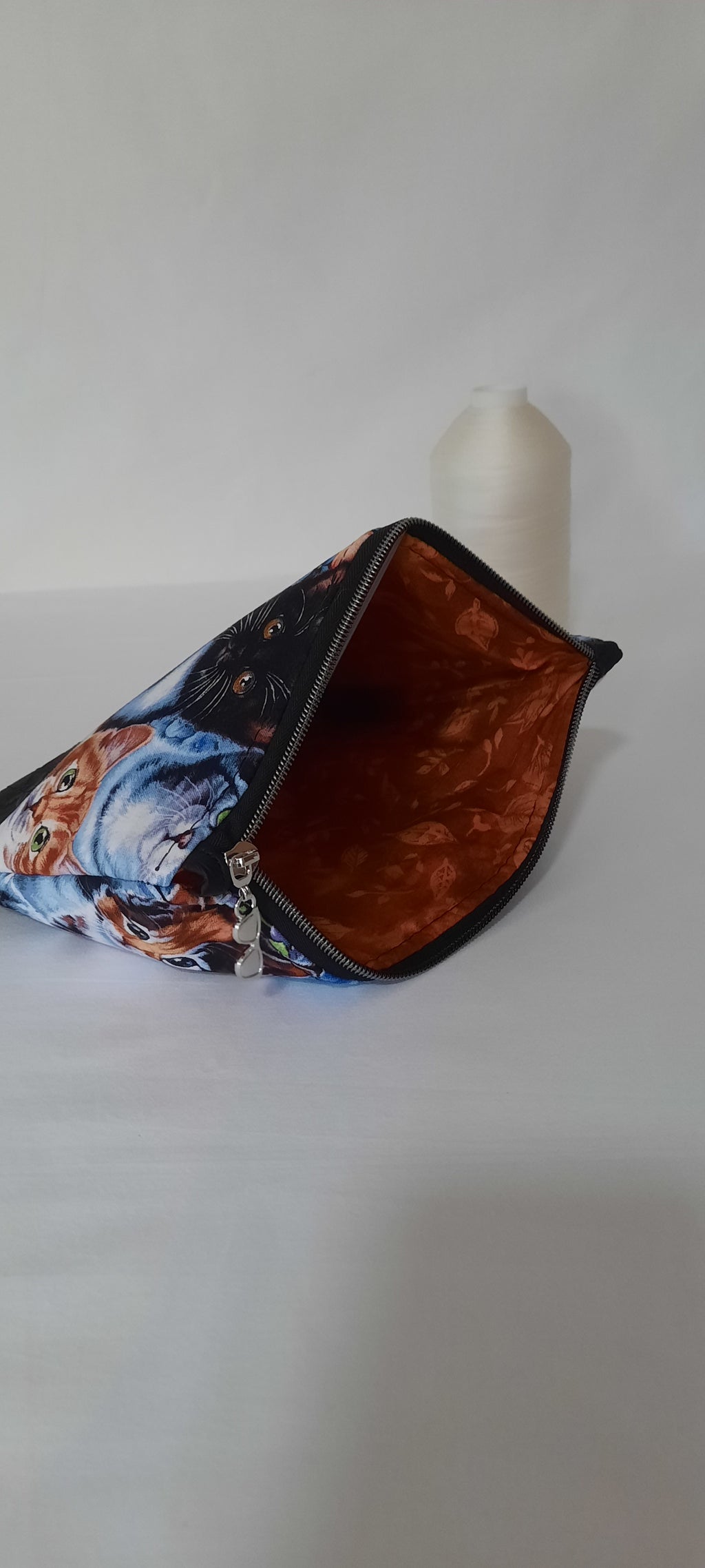 Kitten Print Cotton Pouch - Zippered Bag