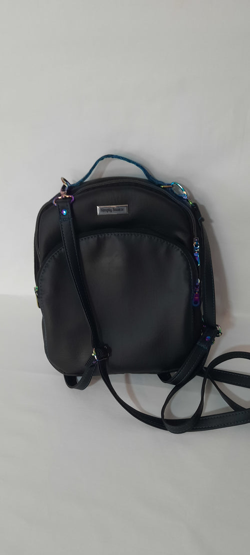 Black Mini Backpack-Crossbody
