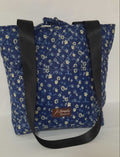Dark Blue Quilted Tote Bag – w/ Bow Closure