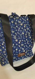 Dark Blue Quilted Tote Bag – w/ Bow Closure
