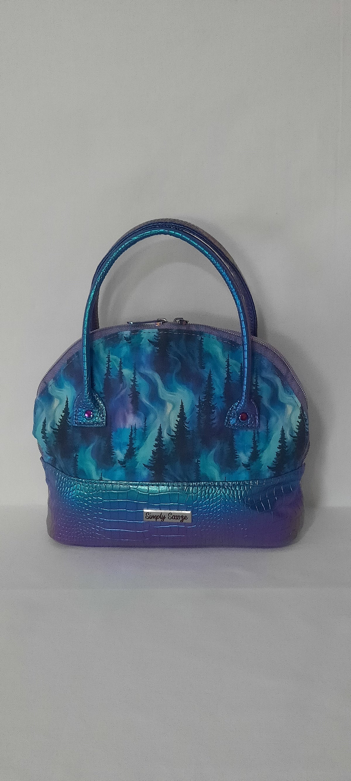 Mini Bowler Bag – Fabric & Vinyl Forearm Purse
