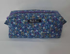 Purple Floral Cotton Cosmetic Bag – Dark Purple Zipper Pouch